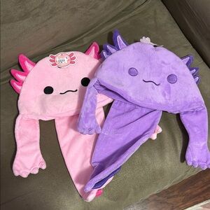 Pink and Purple Plush Axolotl Hats